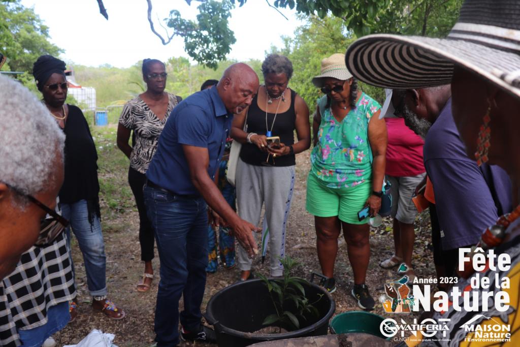 Plantation en pots avec Mr Yvon Joseph